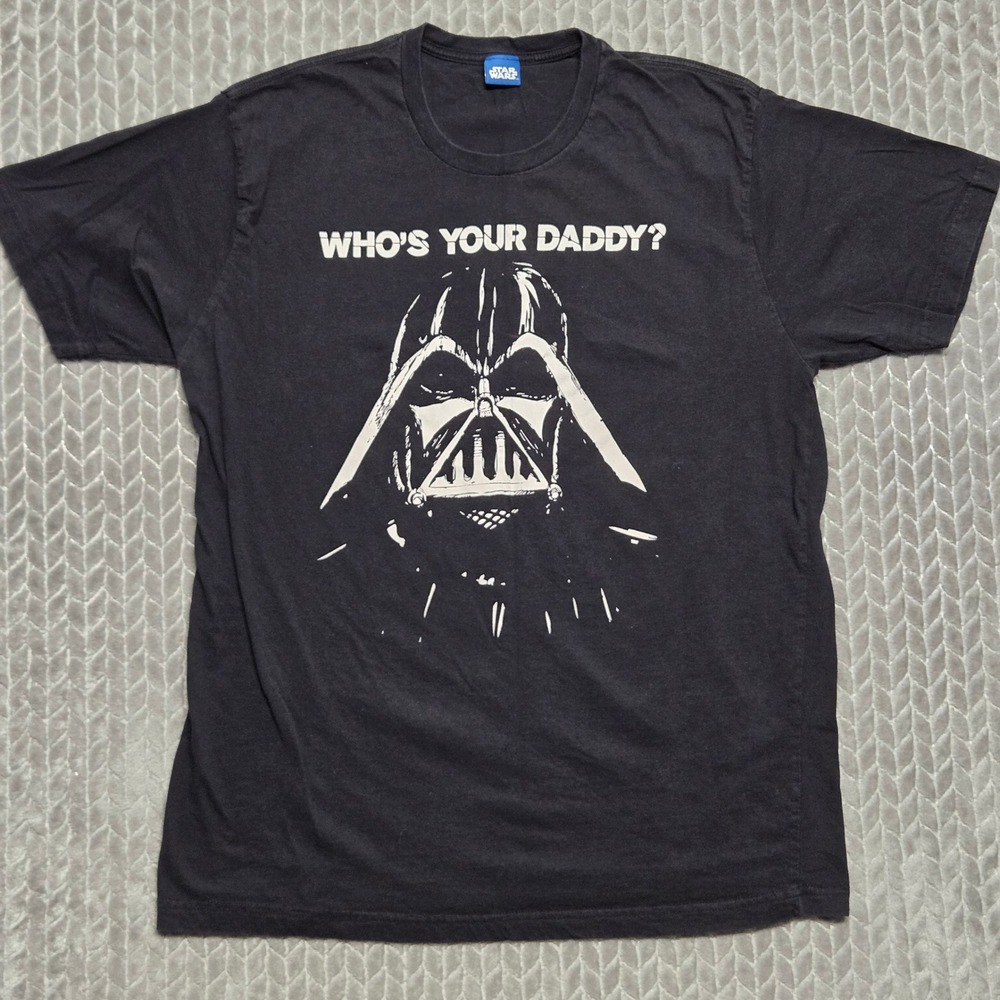 Star Wars Mens Darth Vader Whos Your Daddy Graphic T-Shirt Black Large